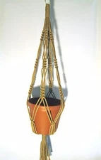 MACRAME PLANT HANGER 30 inch Vintage Style Sand Cord - CHOOSE CORD COLOR
