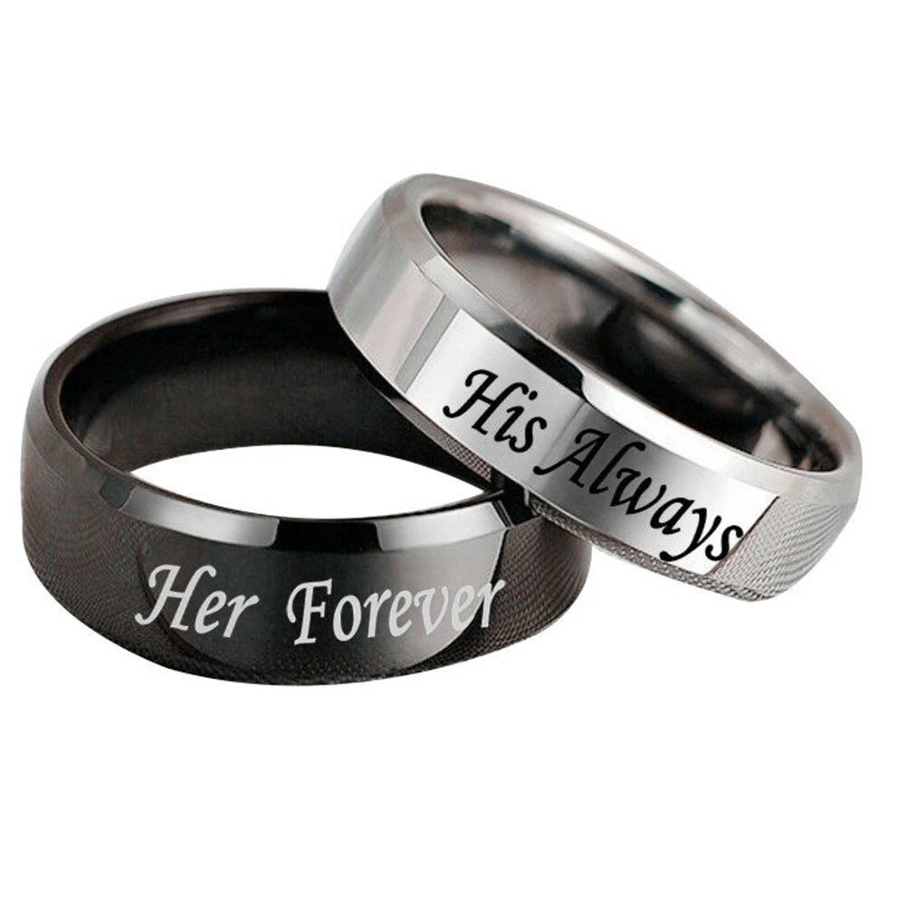 1PC Couple's Matching Promise Ring His Always or Her Forever Wedding Band  Rings