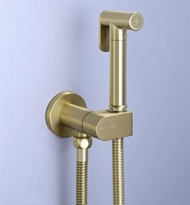 Brushed Gold Only Cold Water Valve Brass Toilet Douche Bidet Sprayer Shower Set