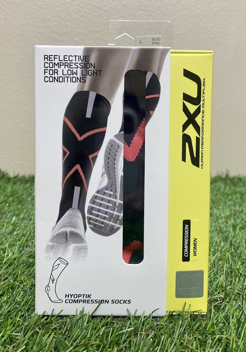 2XU Hyoptik Reflective Compression Running Socks Black/Pink