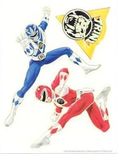 POWER RANGERS Glow in the Dark 11 Stickers - sticks on a smooth surface