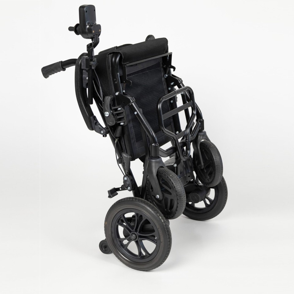 Fold Out Controls EZI Fold Traveller Powerchair Electric Wheelchair 15kg dual attendant ...