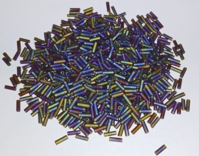 Vintage Opaque Matte Carnival Iris TOHO Bugle Glass Beads 5mm BB86-13