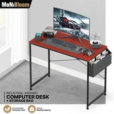 Teak Wood 40"Computer Desk Office Laptop Table Workstation w/Storage Compartment