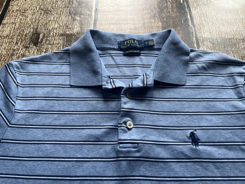 POLO RALPH LAUREN CUSTOM SLIM FIT STRIPED POLO SHIRT MENS MEDIUM EUC FITS SMALL - Picture 5 of 7