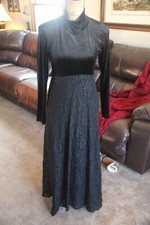 CHRIS MCLAUGHLIN RABBIT DRESS SZ 10 MEDIUM BLACK EVENING CASUAL PARTY WOMEN LONG