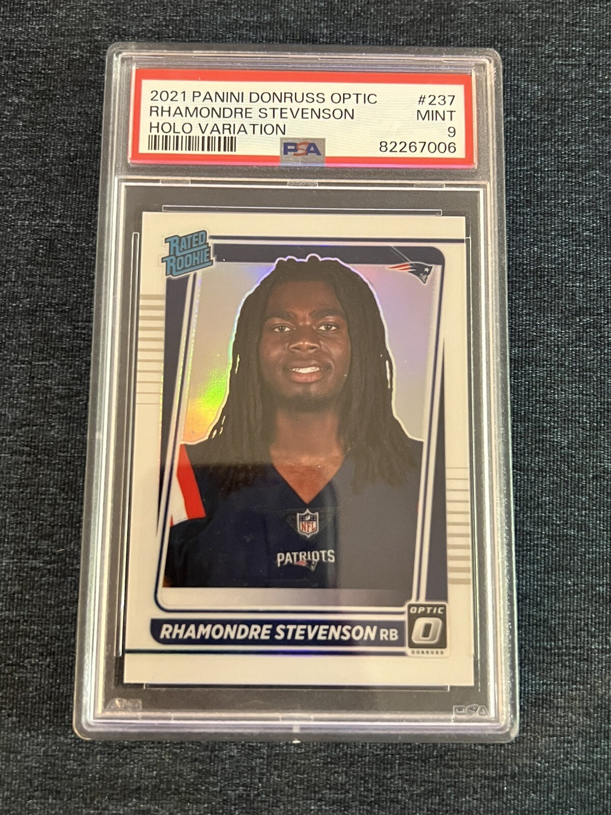 Rhamondre Stevenson 2021 Donruss Optic Rated Rookie Holo Variation PSA 9 NFL
