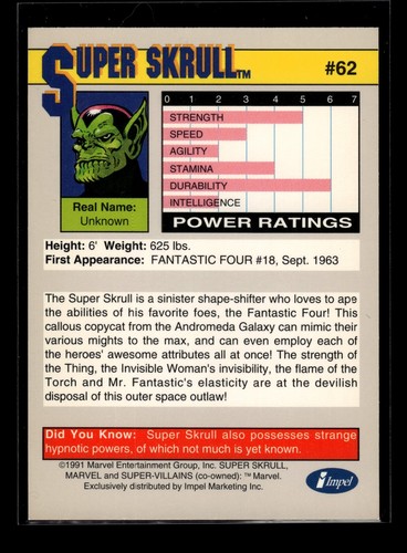 #62 Super Skrull (BASE) 1991 Impel Marvel Universe II (EX)(OTH) - Bild 2 von 2