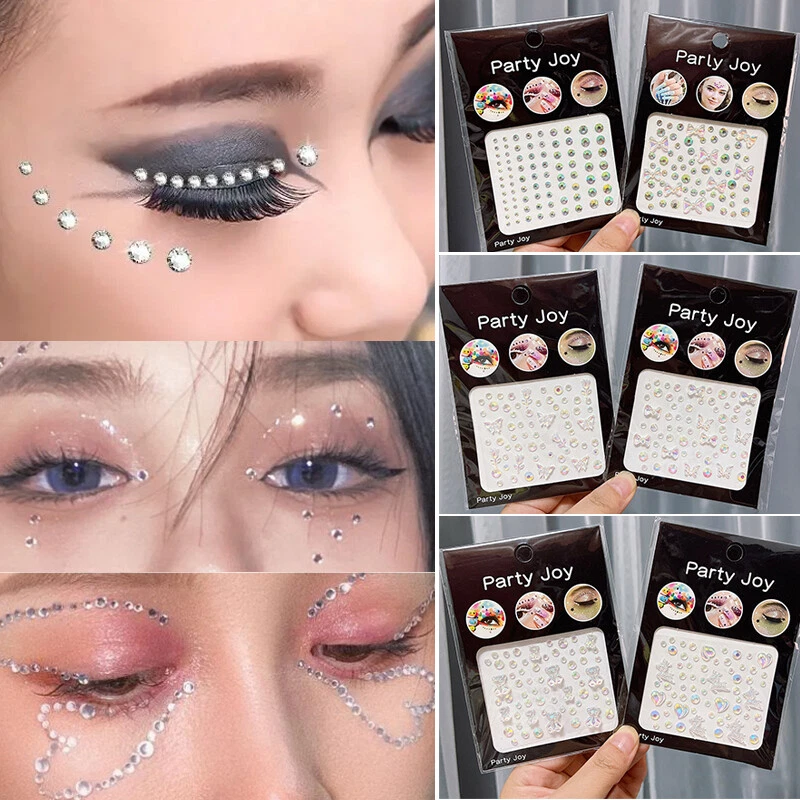 Boho Glitter Rhinestone 3D Crystal Face Eye Stickers Bohemia Tribal Style  Party Make Up Accessories