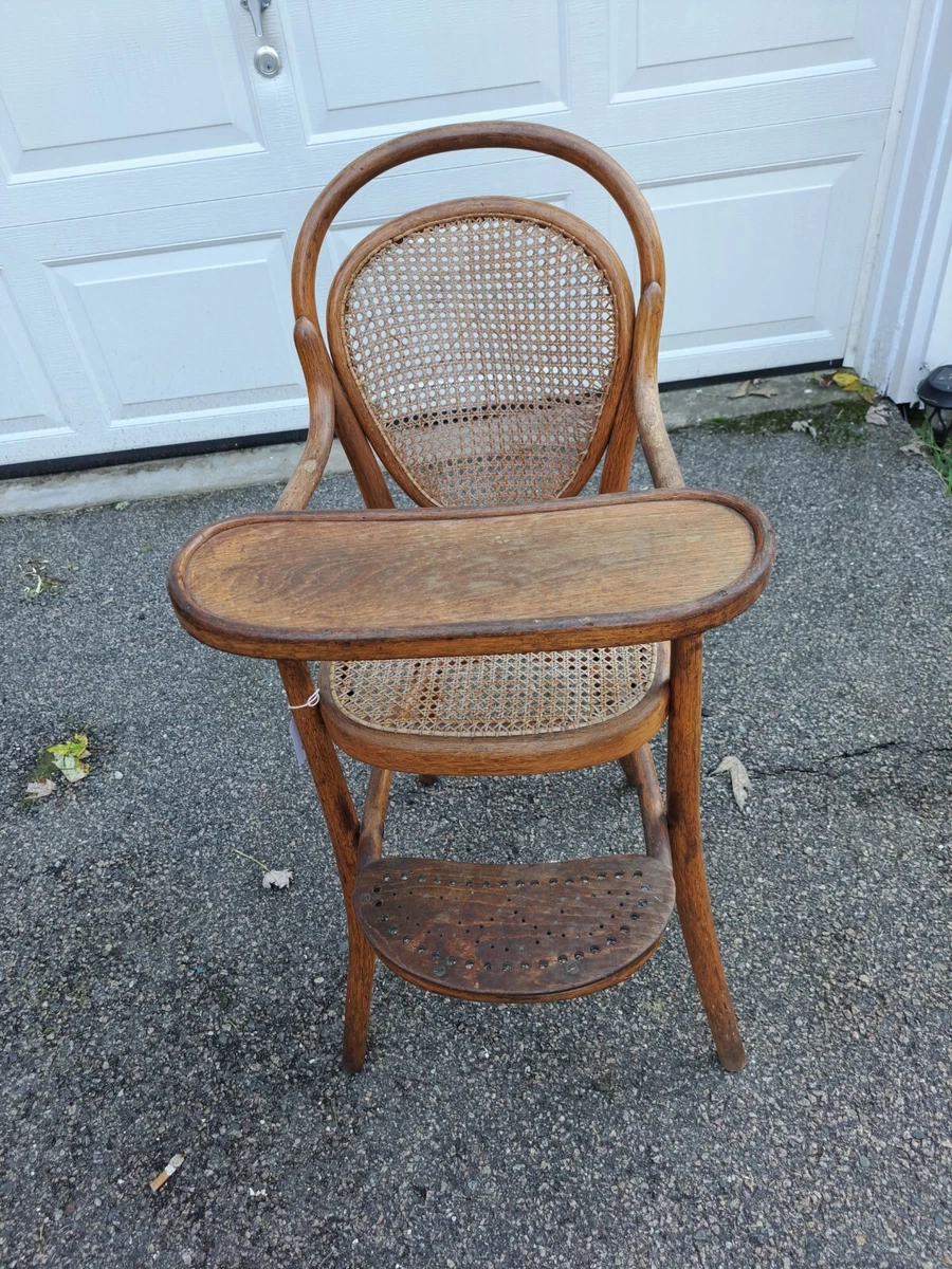 Antique High Chair Thronet Cane 1890 1910