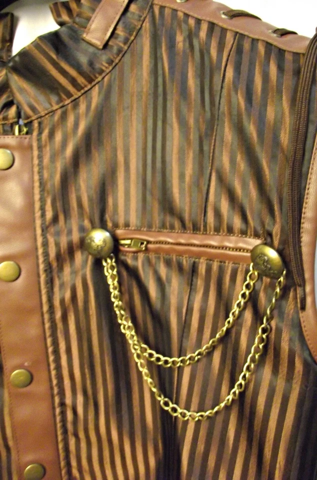 CHARMAIN мужчин Орвилл в полоску корсет спираль стали косточками жилет стимпанк жилет - Изображение 3 из 4