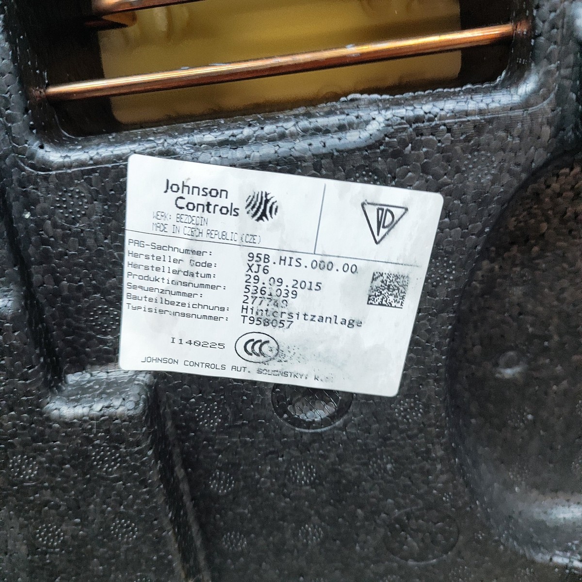 PORSCHE MACAN 95B Rear Seat 95B885259B 3.0 Diesel 190kw 2016