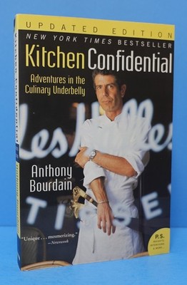 KITCHEN CONFIDENTIAL BY ANTHONY BOURDAIN, UPDATED EDITION, SOFTCOVER, SIGNED