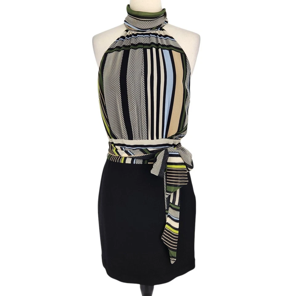 Mini Vestido Guess Marciano LA Seeing Rayas Chifón Top Halter EU 40 US Pequeño 6 Foto 3 de 4