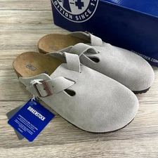 Birkenstock Boston Soft Footbed Suede Leather Clog - Taupe  0560771/0560773