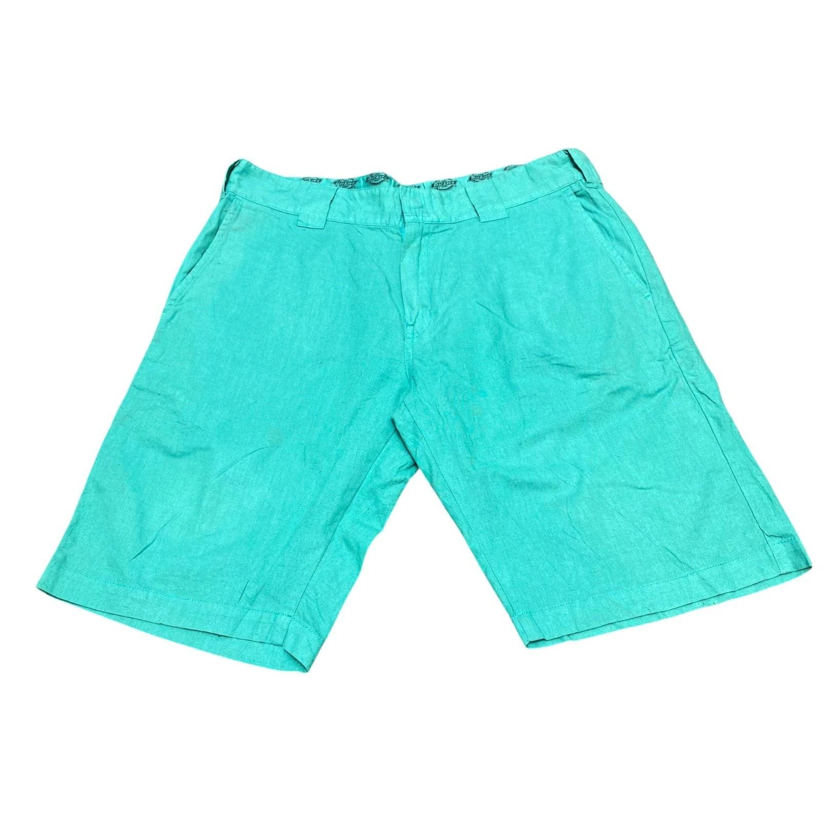 Dickies Chino Shorts Men's Large Teal Flat Front Pocket Outdoor Performance