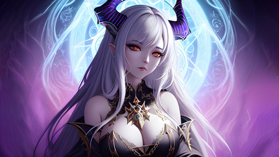 Anime stable diffusion ai art women priestess horns Custom Gaming Mat Desk