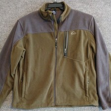 Outdoor Sports lined Fleece Jacket Mens Size X L Green Gray Long Sleeve Ful Zip