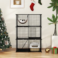 3 Tier Cat Enclosure w/Comfy Hammock, 2 Ladders, 3 Doors  1 Sky Window