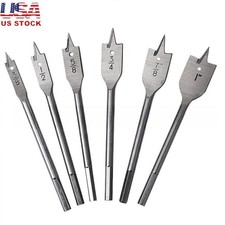 6PCS Spade Drill Bit Set Carbon Steel Hex Shank Wood Plastic Fiberglass PVC New