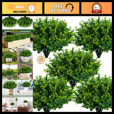 20 Bundles UV Resistant Artificial Boxwood Shrubs - Fake Greenery for Home, Gard