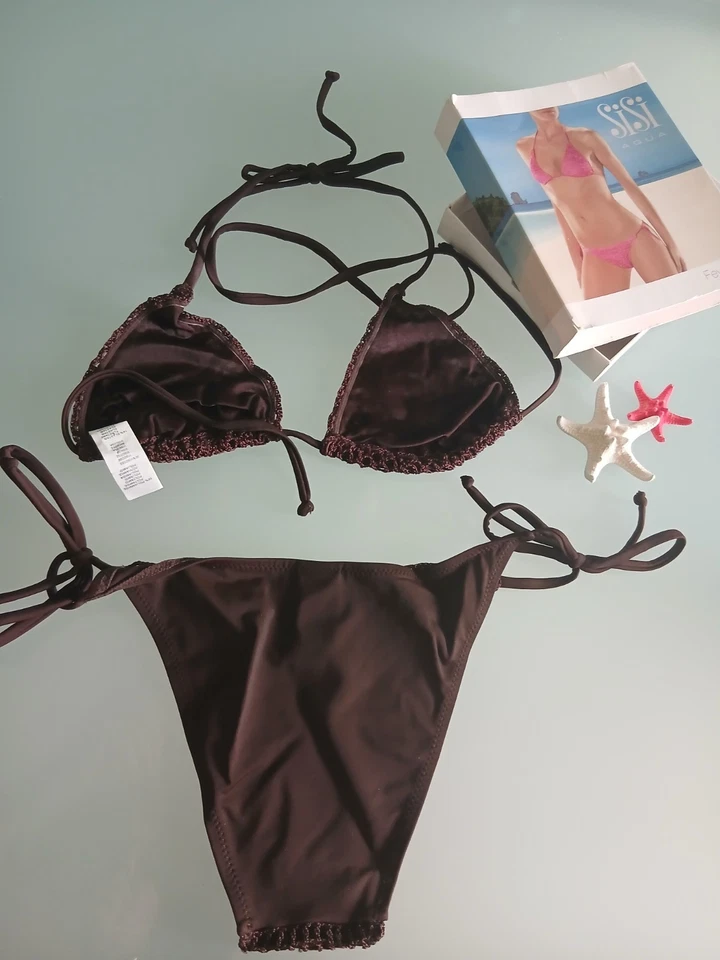 "SISI" AQUA "Fever" Costume Mare 2 Pezzi Donna, colore marrone scuro, taglia 2 . - Imagen 3 de 4