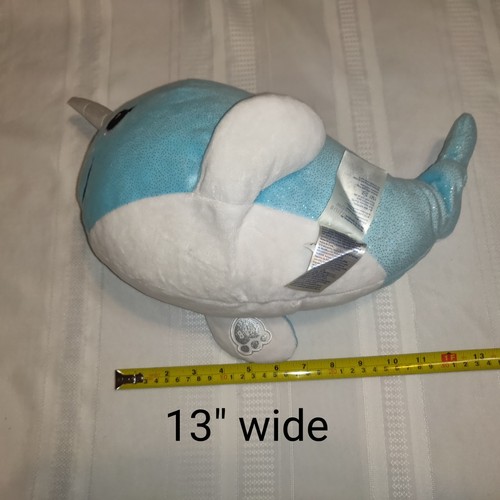 Build A Bear Blue White Unicorn Fish Plush Stuffed Animal Sparkly 13" Wide Cute! - Picture 11 of 14