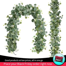 2x Christmas Deco Artificial Eucalyptus Garland,Eucalyptus Leaves Table Greenery