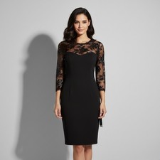 NWT Tadashi Shoji Black Lace Sequin Dress 10 | Mob Wife Dark Romance Luxury LBD