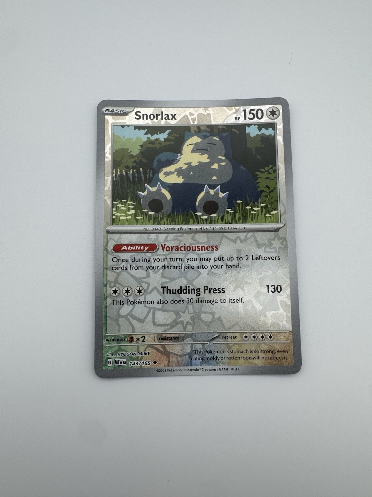 Snorlax 143/165 Uncommon 151 Pokemon Reverse Holo Near Mint