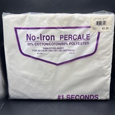 1PC Twin Flat Sheet 50 Cotton 50 Polyester No Iron 66" X 96" Withe Brand New