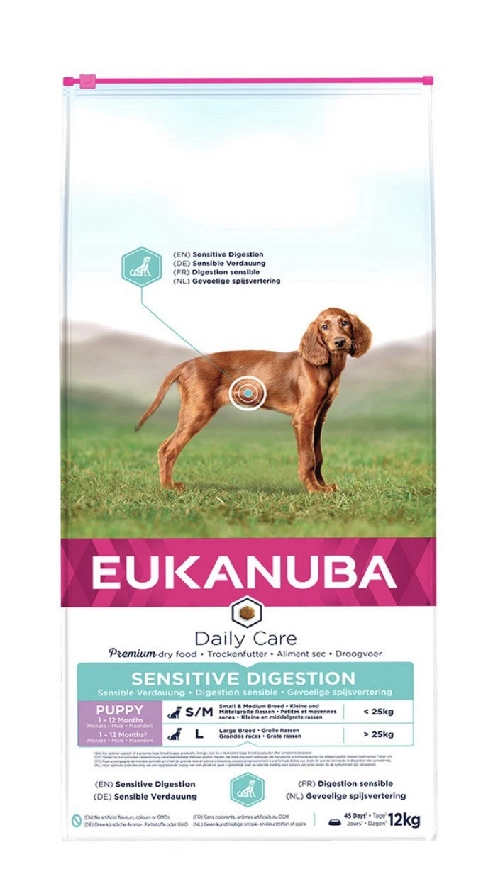 Eukanuba Daily Care Sensitive Digestion Dry Puppy Food Chicken 12kg BB:12/06/26