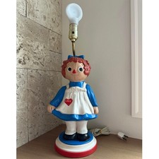 Ceramic Raggedy Ann Lamp Vintage Bedside Table Child's Lamp 18  Tall No Shade