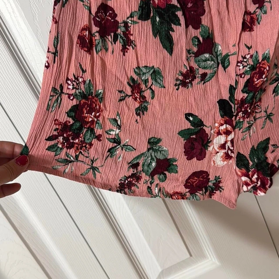 Ambiance Women's Size Large Pink floral romper with 3/4 sleeves  - Image 2 of 4