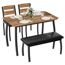  43'' Dining Table Set for 4, Wooden Kitchen Table with Upholstered Retro Color