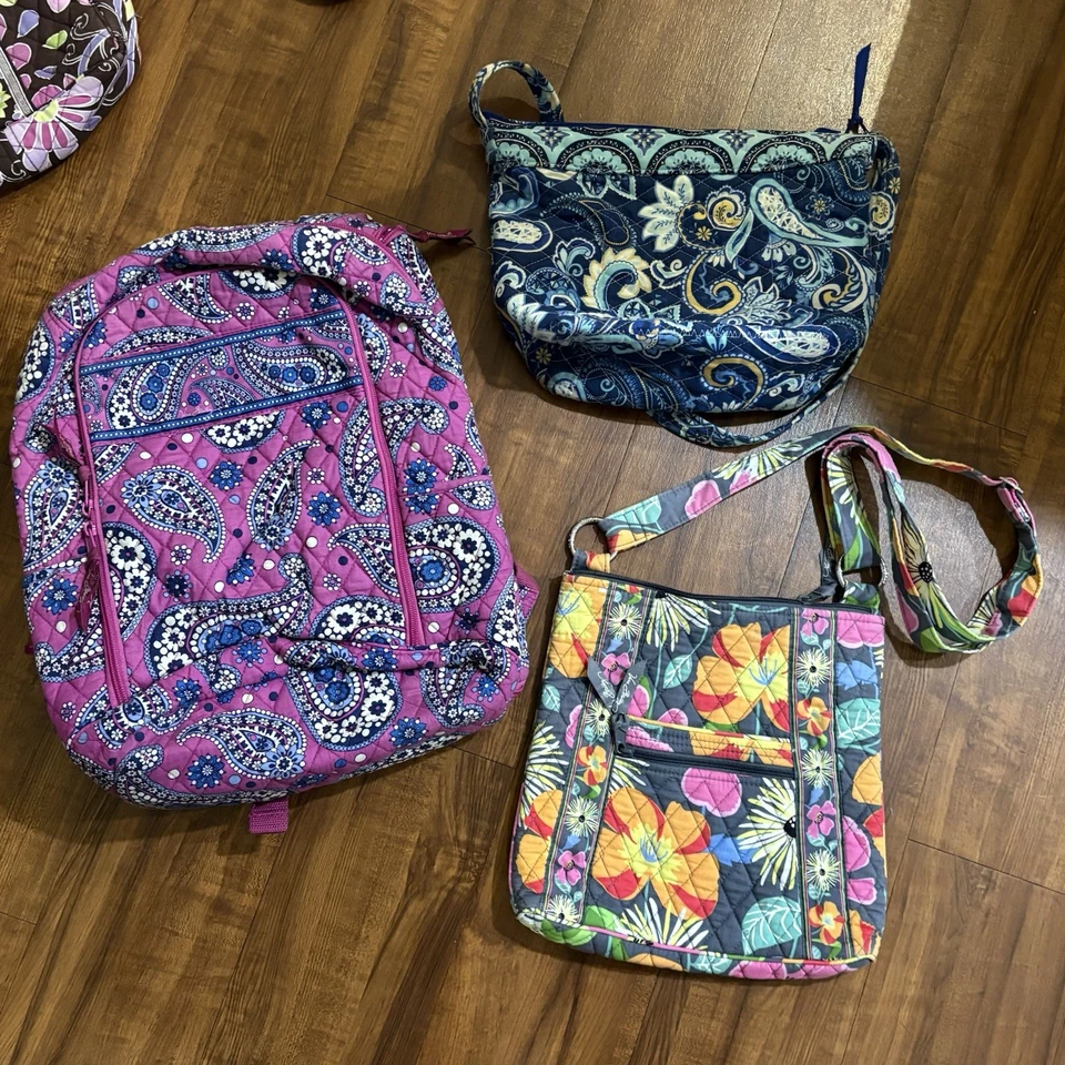 LOTE DE 9 - Mochila Bandolera Vera Bradley Multicolor Floral Paisley Sombrero Foto 3 de 4