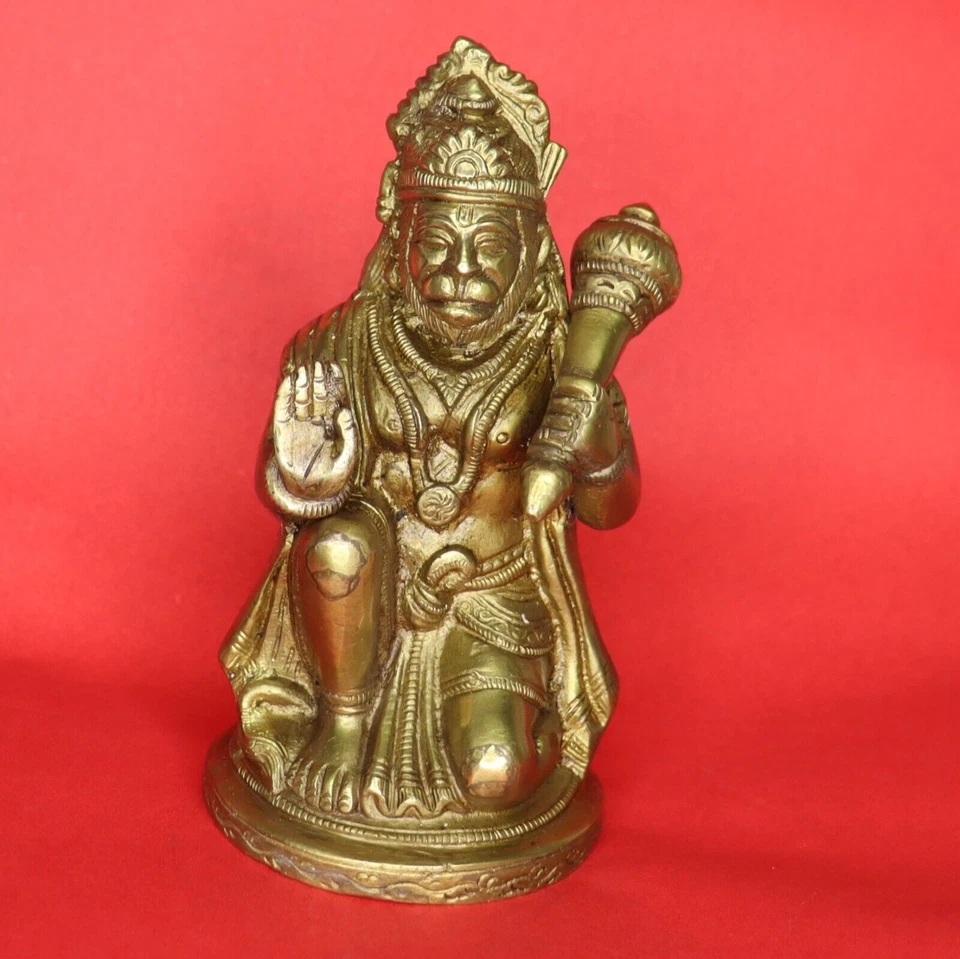 Lord Bajrang Bali Hanuman Sculpture Statue Handmade Brass Home Decor Figurine - Image 2 of 4