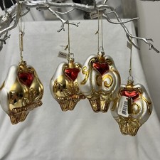 Katherine  s Collection Two Dowes Glass Ornaments set of 4