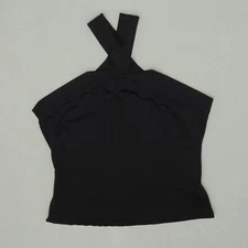 Shein Curve Solid Black Cross Halter Tank Top Sleeveless Fitted Juniors Size 0XL