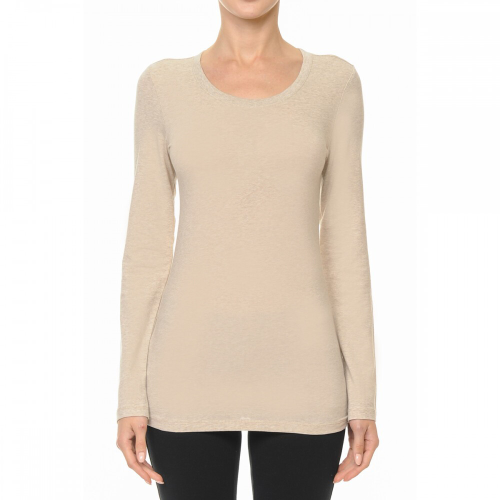 Women's Premium Cotton Basic Long Sleeve T-Shirt Top Soft Knit Solids Crew  Neck