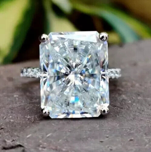 Anillo de diamantes blancos certificado de 5,25 quilates corte radiante creado en laboratorio ¡en plata 925! - Imagen 1 de 8