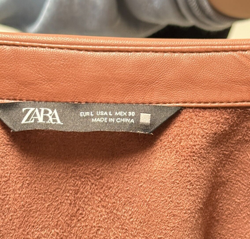 Zara Womens Long Faux Leather Jacket Size L - Picture 3 of 6