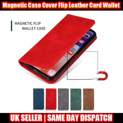 Magnetic Case Cover for iPhone 11 Flip Leather Card Wallet - Picture 1 of 13