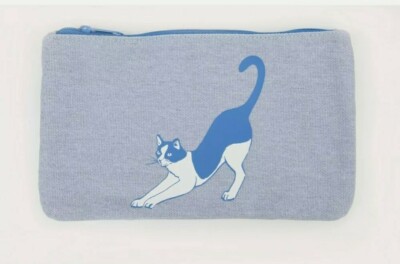 Room Essentials Canvas Zipper Pencil Pouch Blue Cat