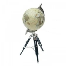 Globe White Ocean Earth lobe W/ Wooden Tripod Antique World Map Globe Handmade