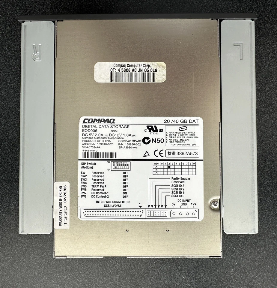 HP/Compaq LVD SCSI DDS4 DAT40 20Gb/40Gb Tape Drive - HP-UX - Image 2 of 4