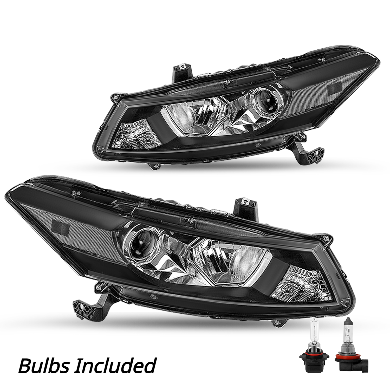 For 20082012 Honda Accord Coupe Halogen Projector Black Headlights