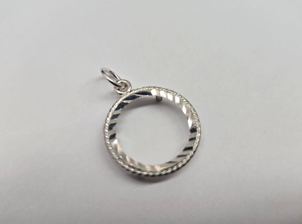 Silver Rope Edge 925 Sterling Silver Rope Edge 3 Cent Piece Coin Bezel 14mm Prong Back ...