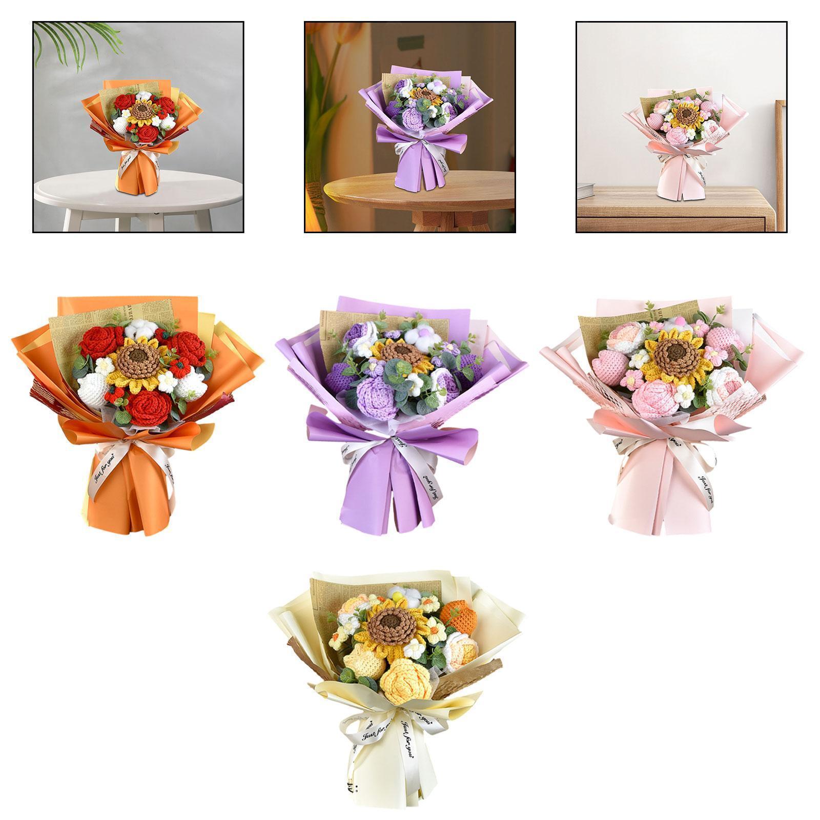 Artificial Sunflower Valentine's Day Party Decoration Crochet Flower Bouquet