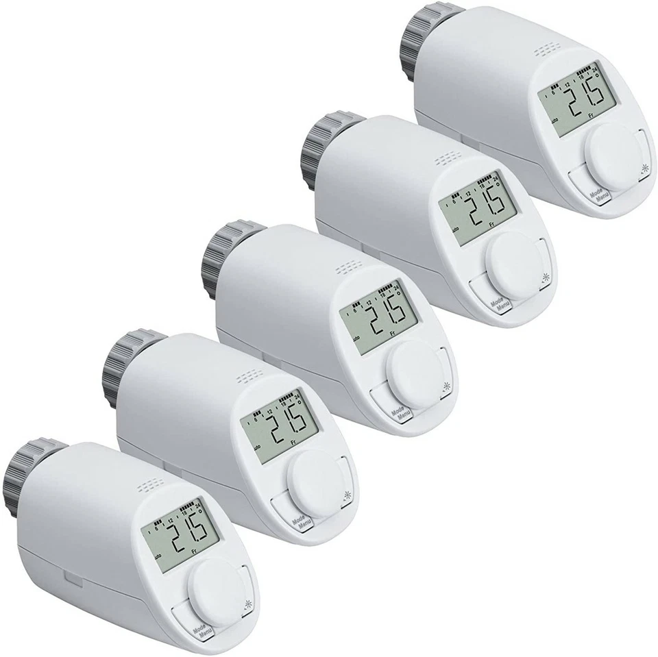 eqiva 5er Set Elektronik-Heizkörperthermostat Model N Boost-Funktion Thermostat